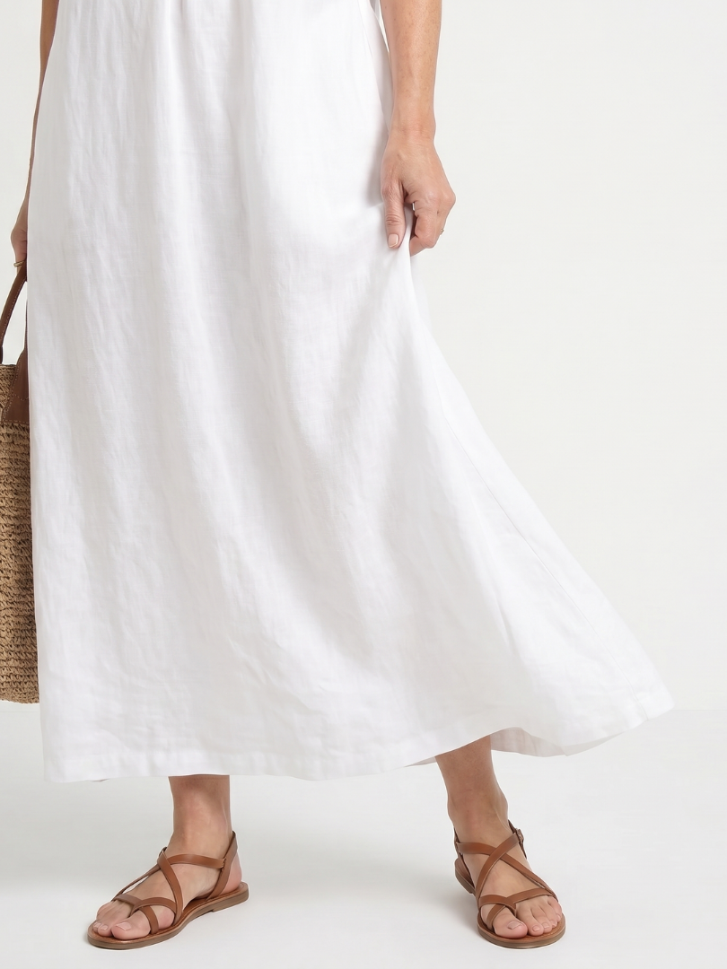 Anneliese | Ruffle Trim V-Neck Sleeveless Relaxed Midi Dress