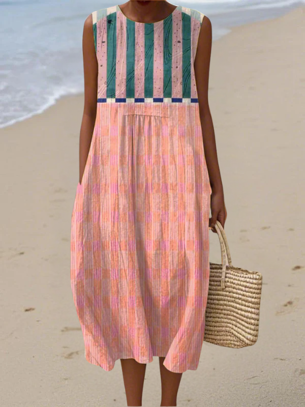 Lily Striped Pastel Midi Dress Midi Dresses