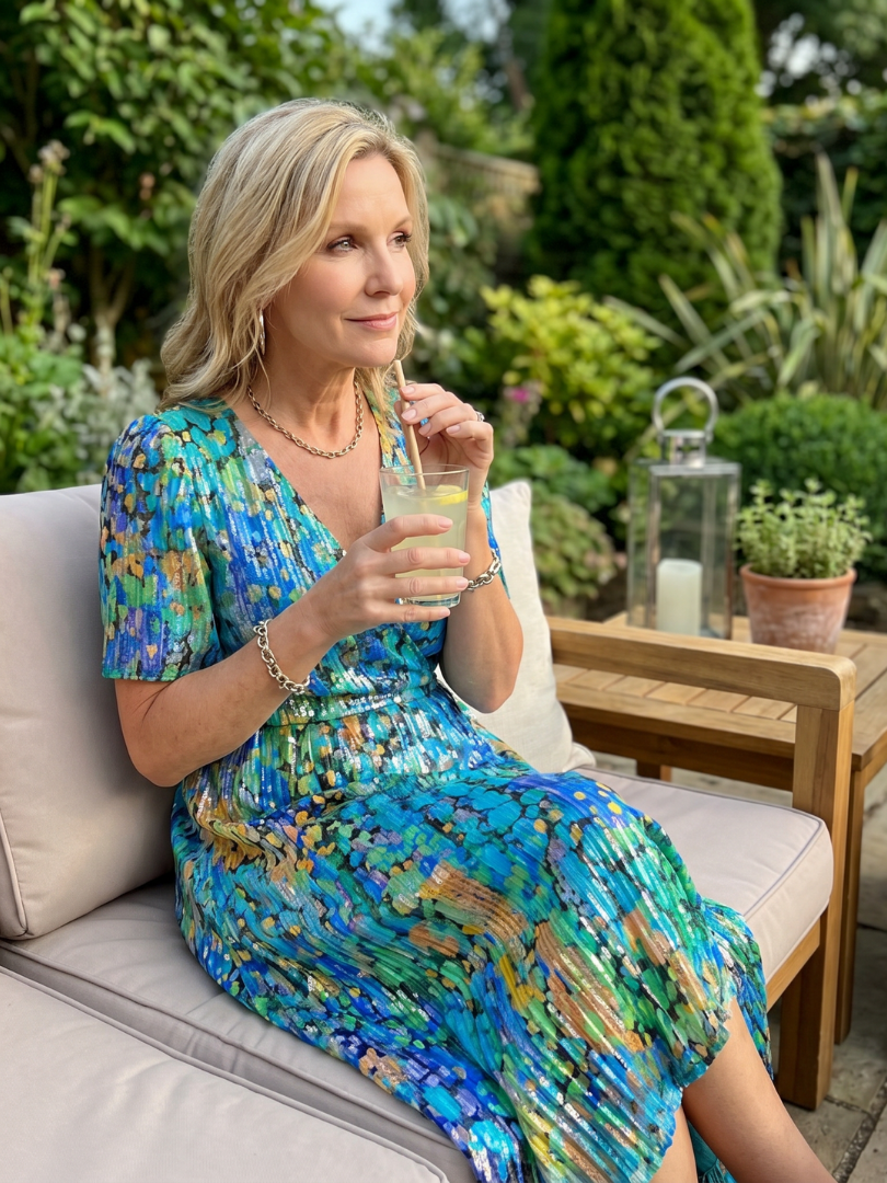 Mirabel | Flutter Sleeve Gathered Waist Floral Print Midi Dress in Dark Green