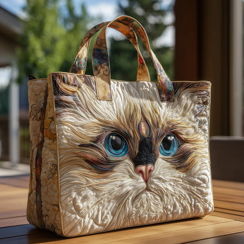 White Cat Blue Eyes Handmade Bags