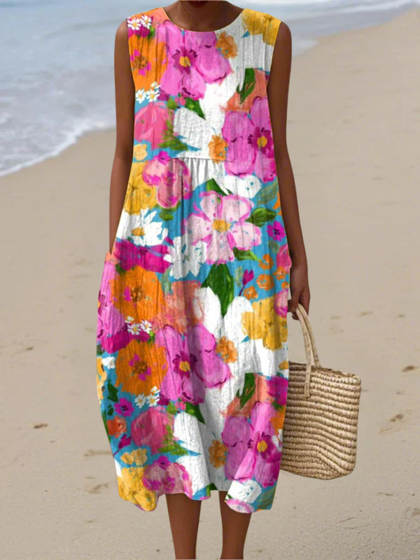 Eden Vibrant Floral Midi Dress Midi Dresses