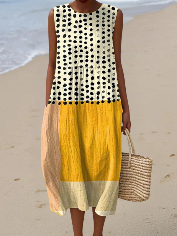 Leah Polka Colorblock Midi Dress Midi Dresses