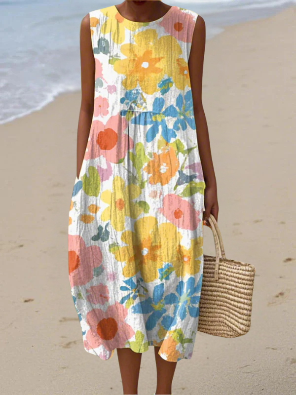 Ella Pastel Floral Midi Dress Midi Dresses
