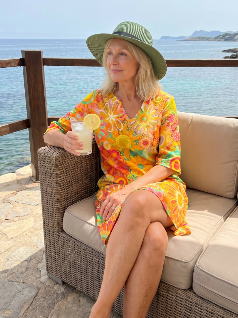 Poppy | Multicolour Floral Print Relaxed Knee-Length Dress