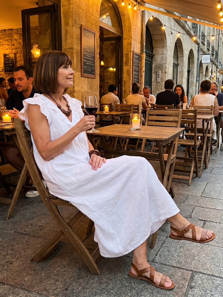 Fern | Sleeveless Ruffle Trim Relaxed Midi Dress