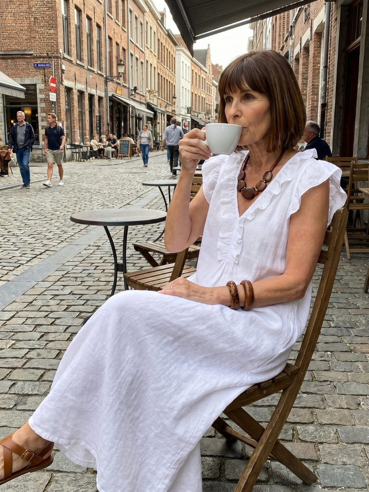 Fern | Sleeveless Ruffle Trim Relaxed Midi Dress