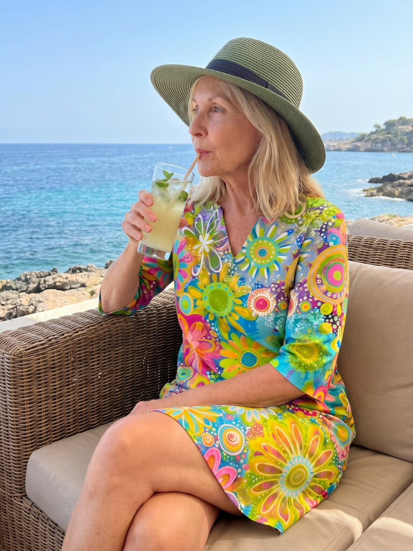 Poppy | Multicolour Floral Print Relaxed Knee-Length Dress
