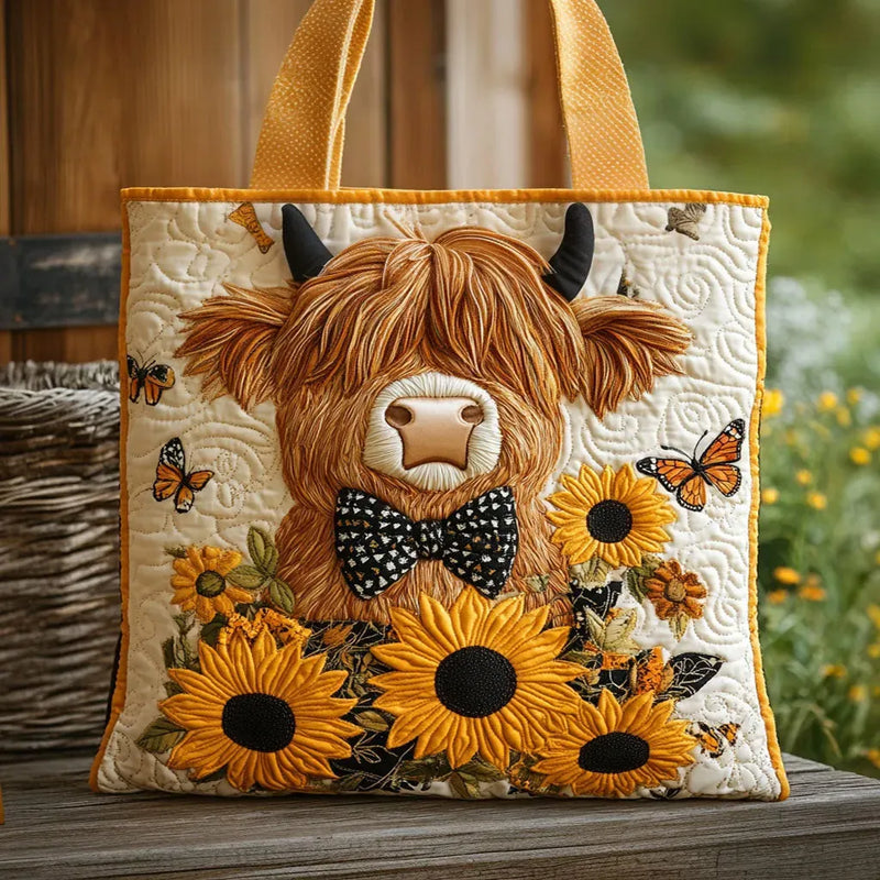 Highland Cow Sunflowers Handmade Bags