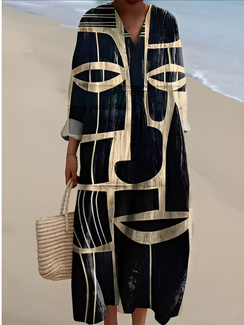 Eclipse Mask Geometric Print Dress Dresses