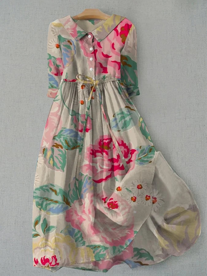 Madeleine | Floral Midi Dress with Cap Sleeves