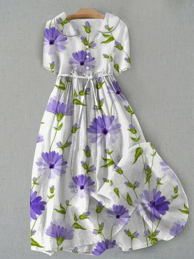 Amélie | Floral Midi Dress with Short Sleeves