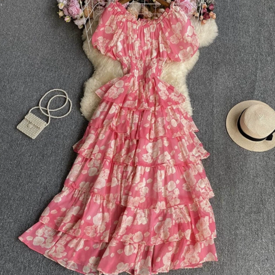 Rosalie | Off Shoulder Floral Ruffle Tiered Maxi Dress